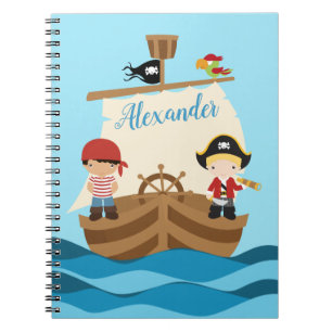 Cuaderno Chicos piratas y un nombre personalizado de gran b