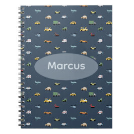 Cuaderno Chicos Transporte Coche Patrón monograma Niños