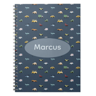 Cuaderno Chicos Transporte Coche Patrón monograma Niños
