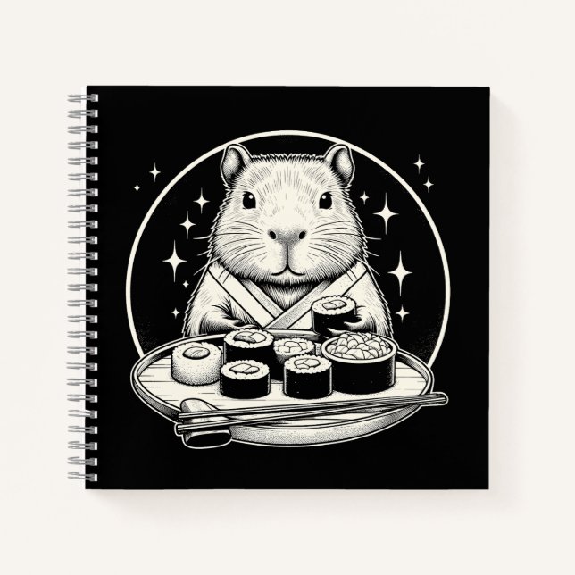 Cuaderno Chigüiro con sushi cute kawaii (Anverso)