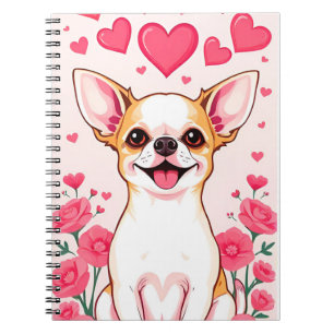 Cuaderno Chihuahua Adorable Con Corazones Rosas