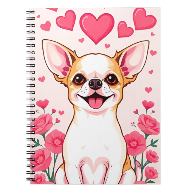 Cuaderno Chihuahua Adorable Con Corazones Rosas (Frente)