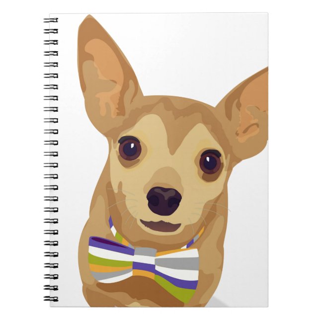 Cuaderno Chihuahua en una bolera sobre fondo blanco (Frente)