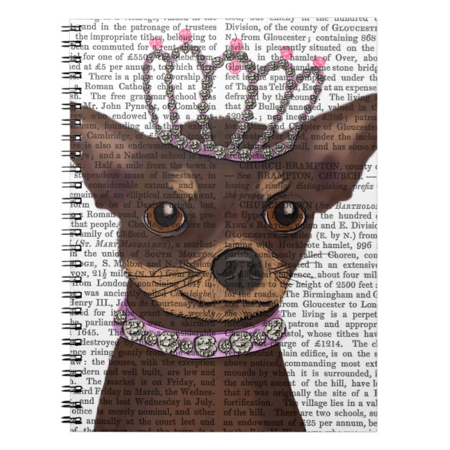 Cuaderno Chihuahua Marrón Y Tiara (Frente)