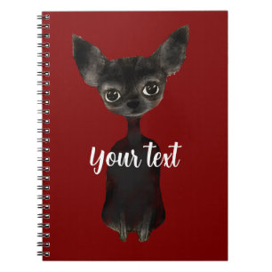 Cuaderno Chihuahua retro negro borgoña crema