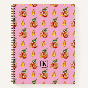 Cuaderno Chili, Luminoso Bombero Rosa, Y Patrón De Llama
