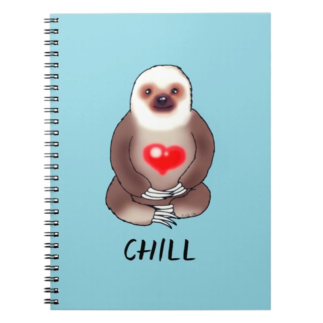 Cuaderno Chill Sloth con el corazón brillante (Frente)