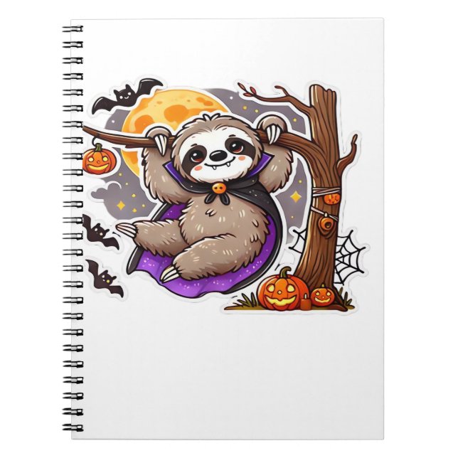 Cuaderno Chill Thrills Halloween Sloth T-Shirt sobredimensi (Frente)
