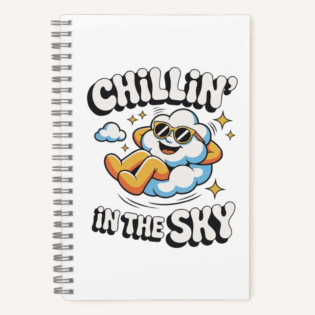 Cuaderno Chillin' en el cielo - Espiral de diseño de nubes  (Anverso)