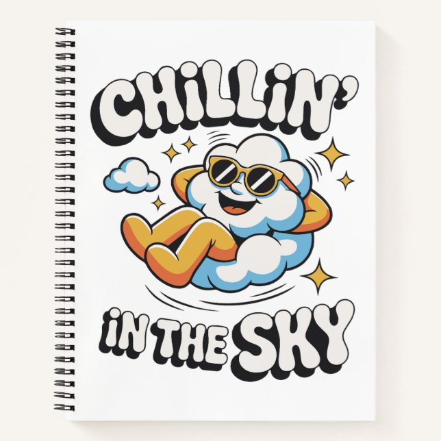 Cuaderno Chillin' en el cielo - Espiral de diseño de nubes  (Anverso)