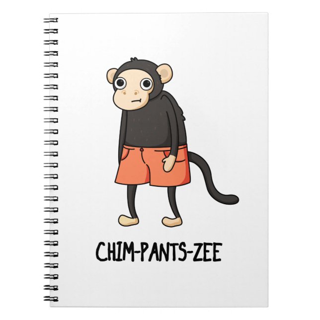 Cuaderno Chim-Pants-Zee Chimpancé Mono Divertido Juego de P (Frente)