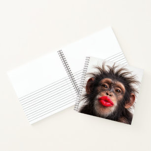 Cuaderno Chimpancé con lápiz labial rojo
