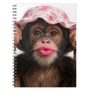 Cuaderno Chimpancé con lápiz labial rosa