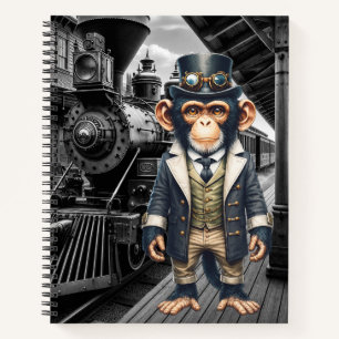 Cuaderno Chimpancé Viajero Mundial Victoriano Steampunk