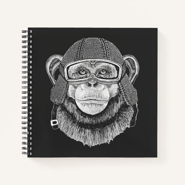 Cuaderno Chimpanzee Motorcycle Rider (Anverso)