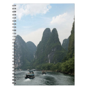 Cuaderno China, Guilin, río Li, Barcos de río alineados