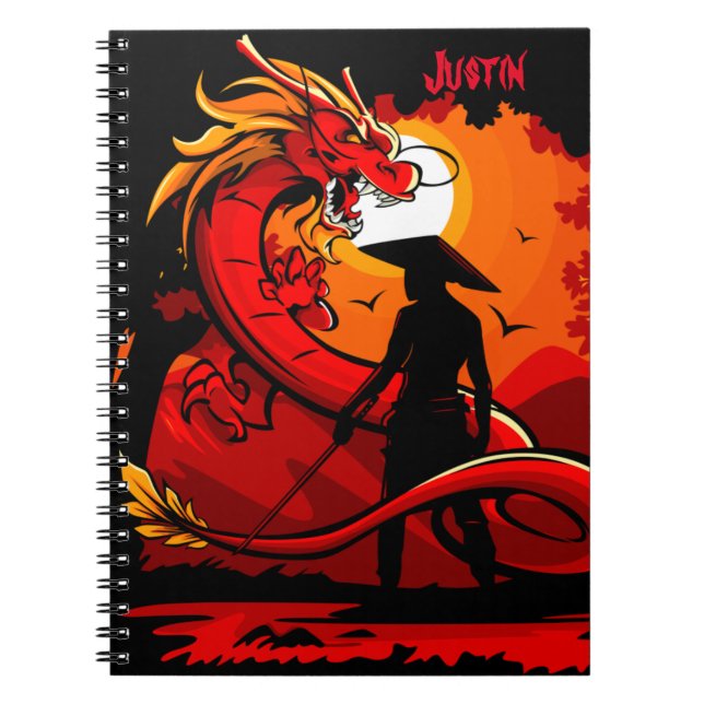 Cuaderno Chinese Red Dragon Keeper Personalize Name (Frente)