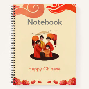 Cuaderno chino feliz de rojo y beige