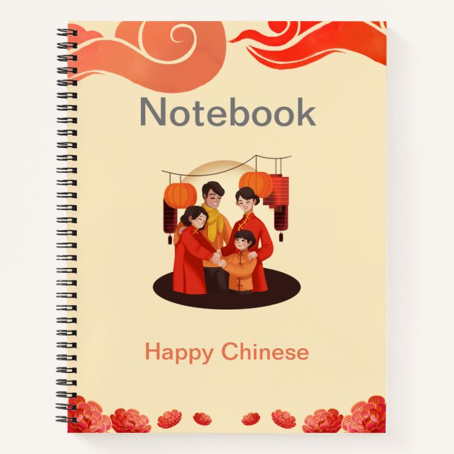 Cuaderno chino feliz de rojo y beige (Anverso)