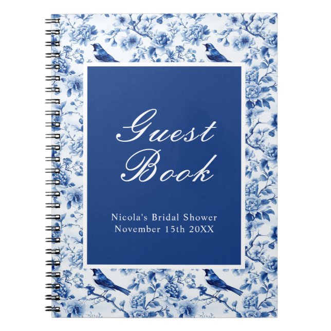 Cuaderno Chinoiserie Azul Aves y Flores Despedida de Solter (Frente)