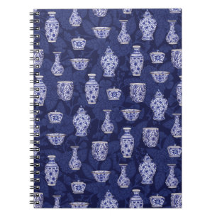 Cuaderno Chinoiserie azul y blanca/cerámica de software De