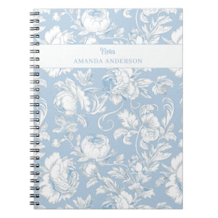 Cuaderno Chinoiserie azul y blanco con nombre personalizado