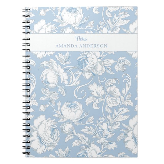 Cuaderno Chinoiserie azul y blanco con nombre personalizado (Frente)