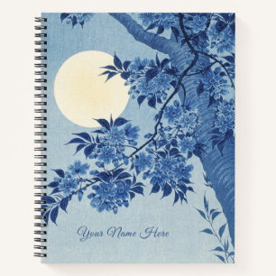 Cuaderno Chinoiserie Flor de Cerezo Azul Marino y Luna Llen