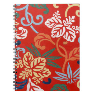 Cuaderno Chinoiserie Floral Japonés Rojo Kimono Hawaiano