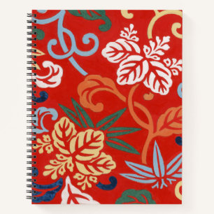 Cuaderno Chinoiserie Floral Japonés Rojo Kimono Hawaiano