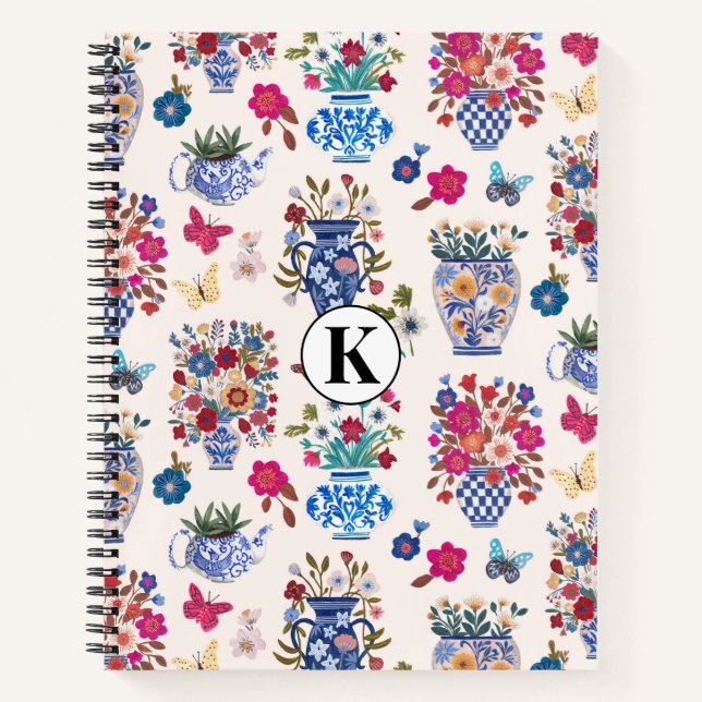 Cuaderno Chinoiserie Floral Monogram Notebook Planner (Anverso)