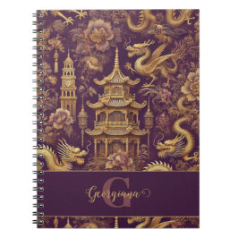 Cuaderno Chinoiserie victoriana personalizada Purple & Gold