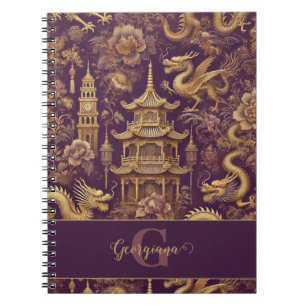 Cuaderno Chinoiserie victoriana personalizada Purple & Gold
