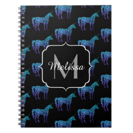 Cuaderno Chispas de unicornio patrón de ombre azul acuatico