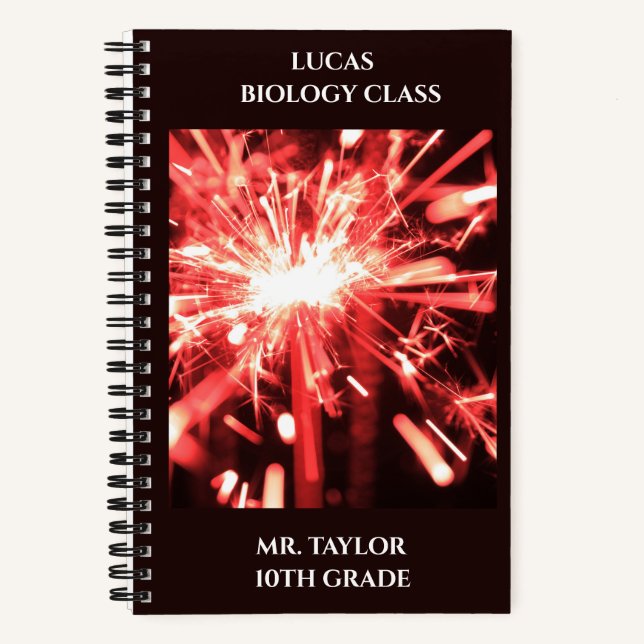 Cuaderno Chispas rojas Personalizadas Aula Escolar   (Anverso)