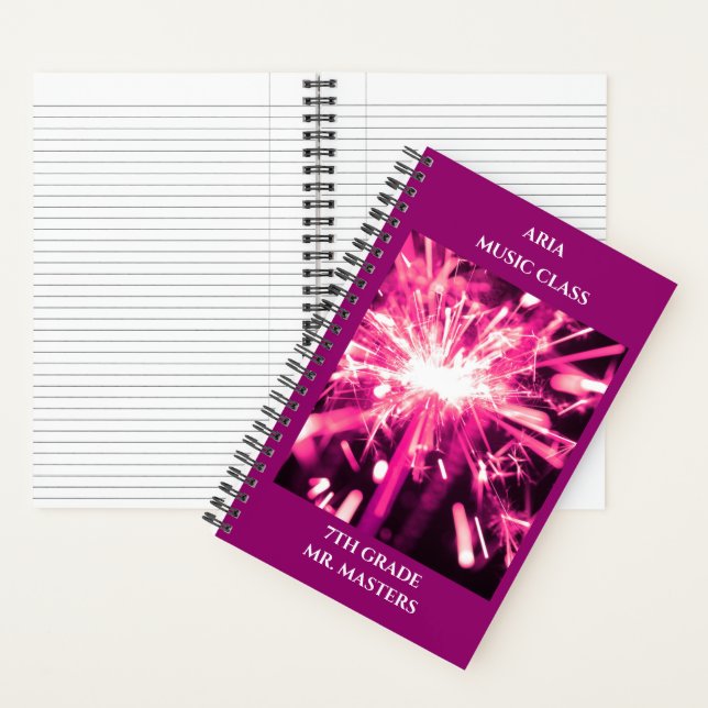 Cuaderno Chispas rosadas personalizadas para el aula escola (Interior)