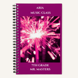 Cuaderno Chispas rosadas personalizadas para el aula escola