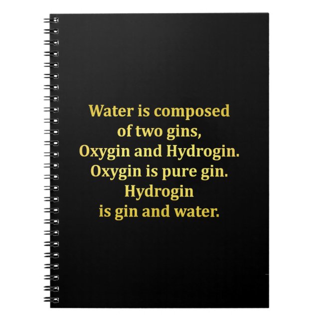 Cuaderno Chiste de agua y ginebra divertido (Frente)
