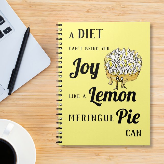 Cuaderno Chiste Divertido de Dieta de Tarta de Limón y Mere (Funny lemon meringue pie diet joke notebook. Modern typography and cartoon watercolor cake art)