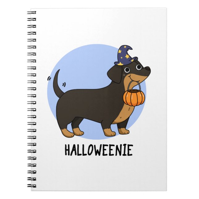 Cuaderno Chiste divertido de perro salchicha para Halloween (Frente)