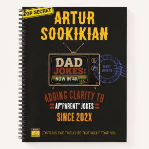 Cuaderno Chistes de Papá Ahora en 4K Retro TV Divertido Día