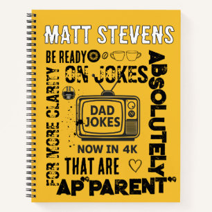 Cuaderno Chistes de Papá Ahora en 4K Retro TV Divertido Día