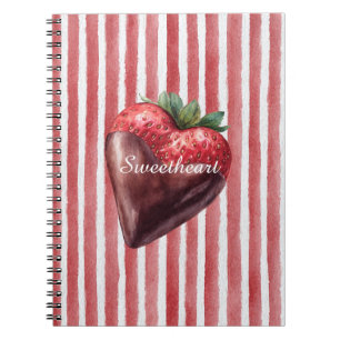 Cuaderno Chocolate Fresa Corazón Corazones Rojiblancas