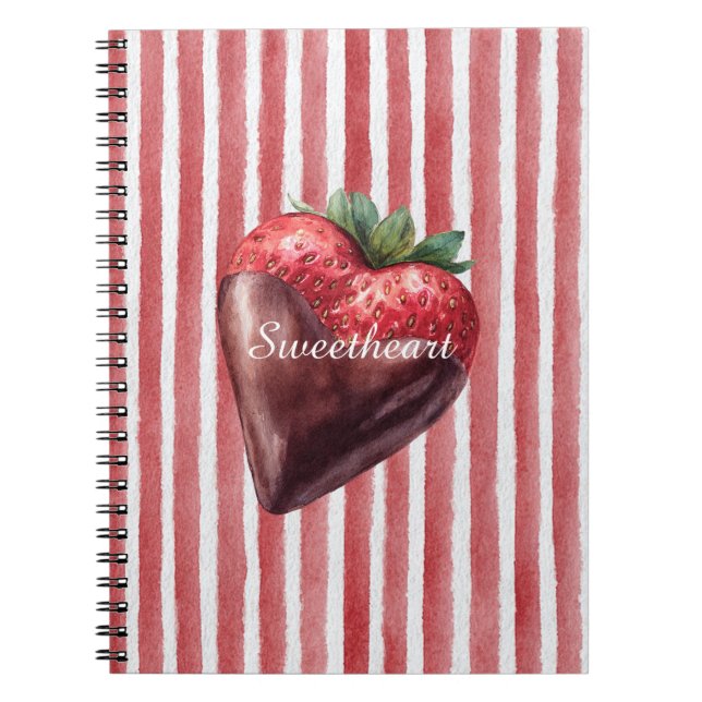 Cuaderno Chocolate Fresa Corazón Corazones Rojiblancas  (Frente)