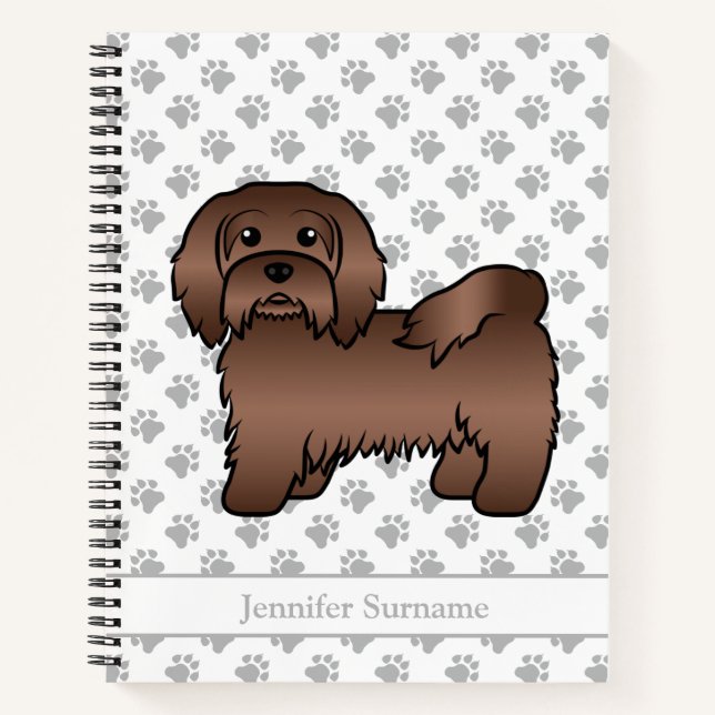 Cuaderno Chocolate Havanese lindo caricatura perro y nombre (Anverso)
