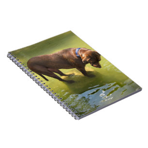 Cuaderno Chocolate Lab Pit Mix Dog Buscando pescado