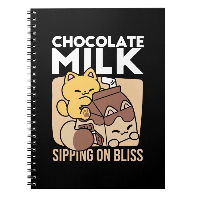Cuaderno Chocolate Milk Sipping on Bliss – Kawaii Cat Food  (Frente)