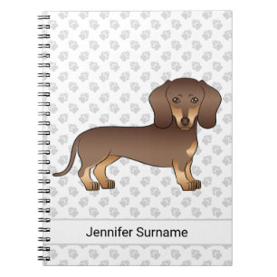 Cuaderno Chocolate y Marrón Dachshund de Pelo Corto & Texto