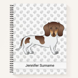 Cuaderno Chocolate y patas cortas de pelo Dachshund y texto