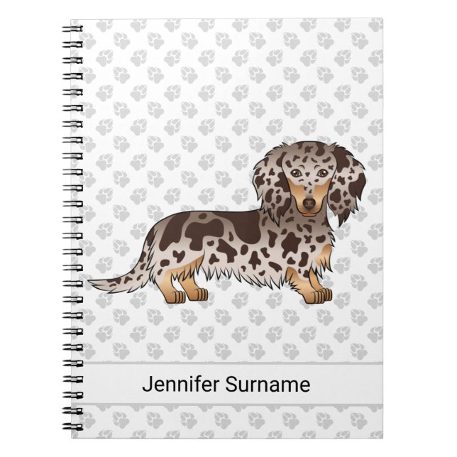 Cuaderno Chocolate y Tan Dapple de pelo largo Dachshund y t (Frente)